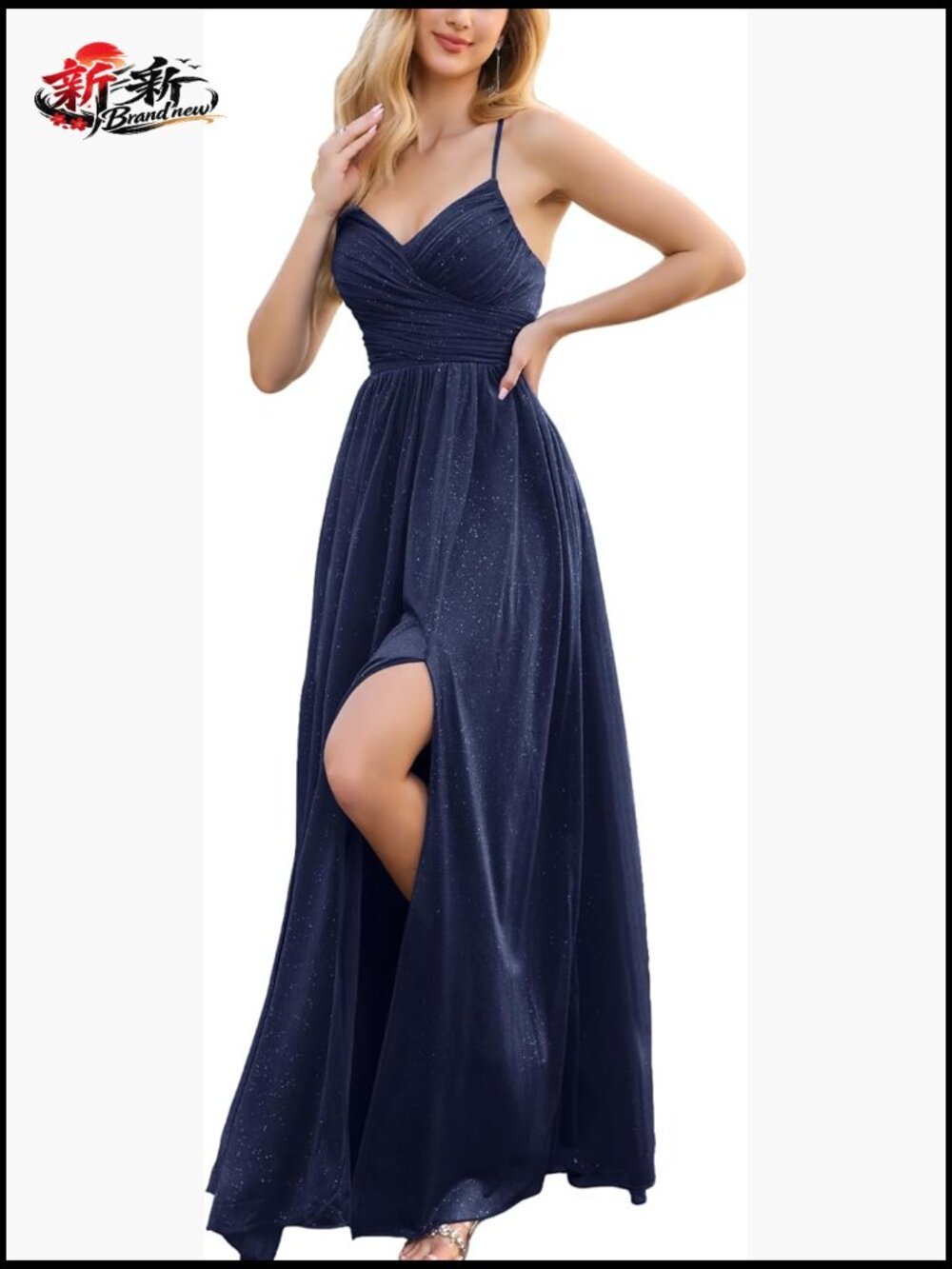 Women's Formal Maxi Dress Sleeveless V-Neck A-Line Bridesmaid Prom Gown with